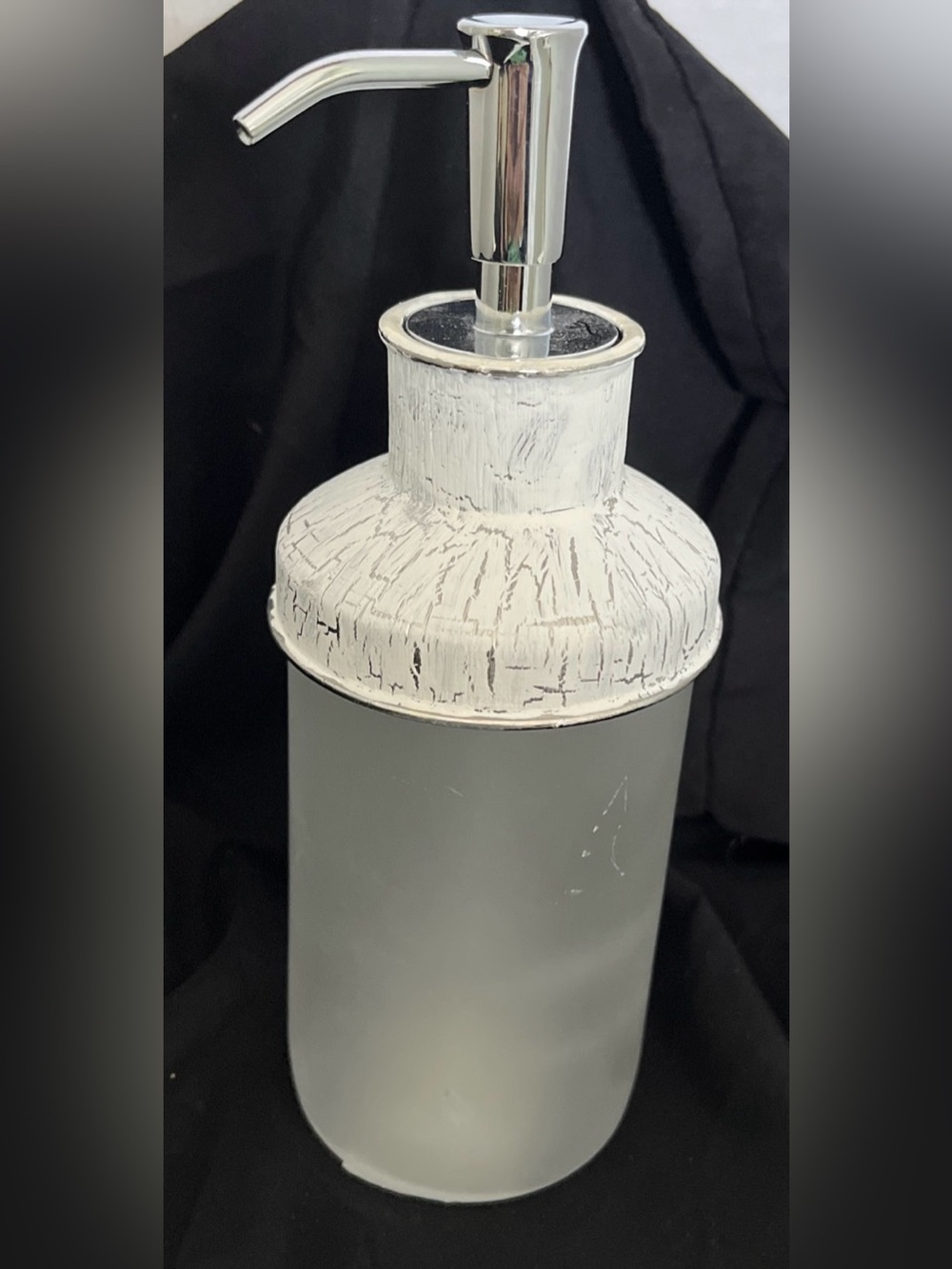 Mike & Ally Foret Essentials Soap Pump Dispenser Frosted Glass Crackle Top